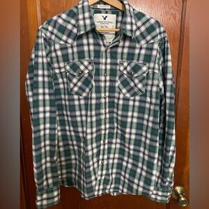 American Eagle 🦅 XL Pearl Snap Lightweight Cotton Western Style Shirt